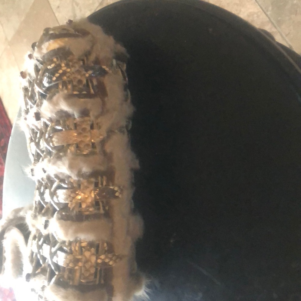 Nancy Gonzales fur and croco leather bag